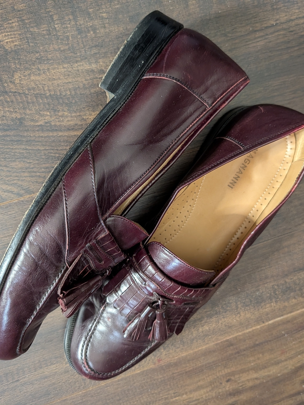 Magnanni Men’s Purple/Burgundy Leather Tassel Kiltie Slip-on Loafers 11.5